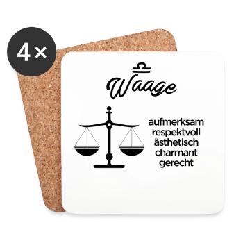 Sternzeichen Waage - Untersetzer (4er-Set) - Weiß - Vorne