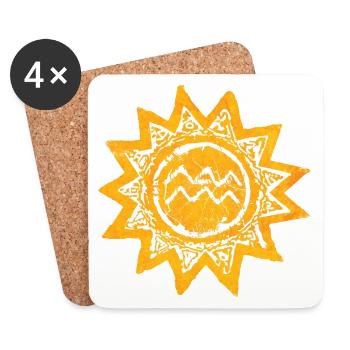 Abstract sun design in shades of yellow Mallorca - Coasters (set of 4) - white - Front