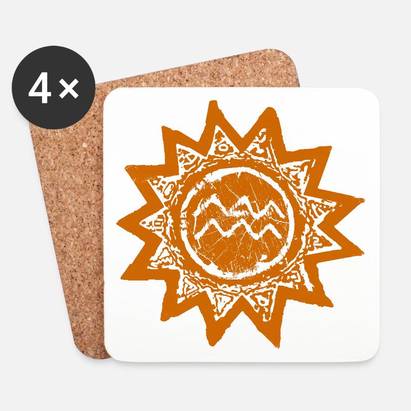 Astrologischer Wassermann Sonnen-Print - Untersetzer (4er-Set) - Weiß