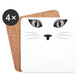 Cat kitten meow domestic cat cat eye cat dam - Coasters (set of 4) - white - Front