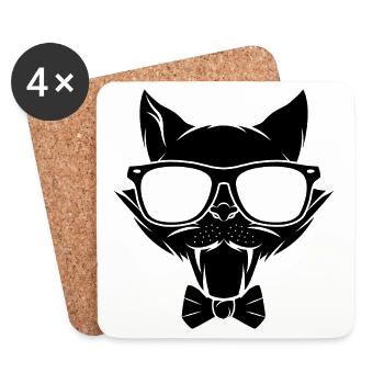 Cat kitten meow domestic cat cat eye cat dam - Coasters (set of 4) - white - Front