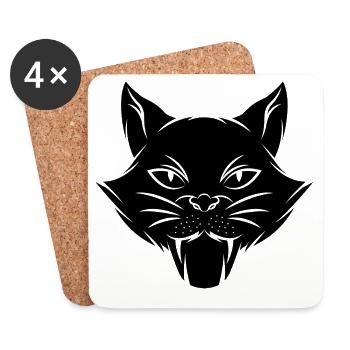 Cat kitten meow domestic cat cat eye cat dam - Coasters (set of 4) - white - Front