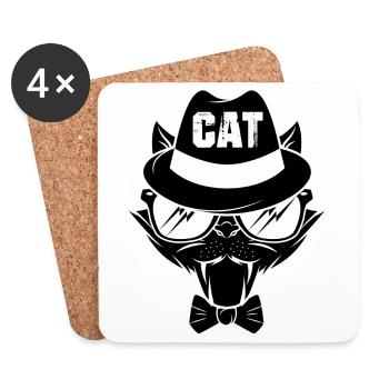 Cat kitten meow domestic cat cat eye cat dam - Coasters (set of 4) - white - Front