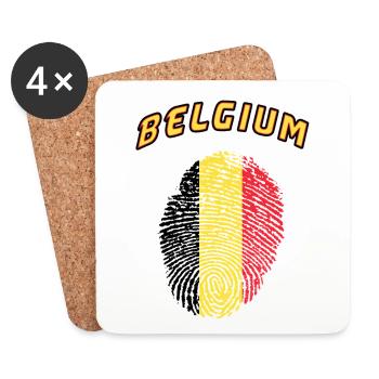 Belgium fingerprint / gift flag - Coasters (set of 4) - white - Front