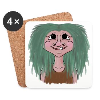 Norway troll girl vacation fjord mythology - Coasters (set of 4) - white - Front
