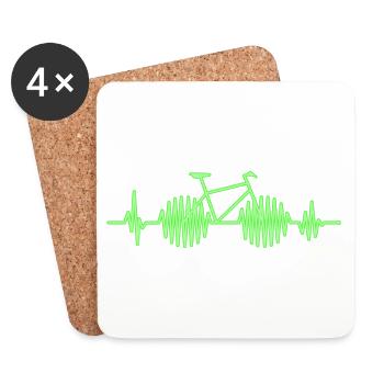 Neon Bicycle Heartbeat - Coasters (set of 4) - white - Front