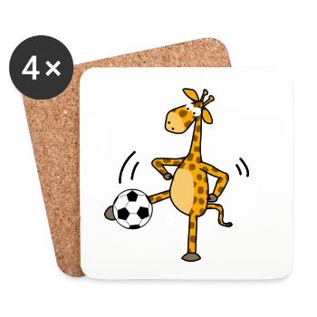 girafe coup de pied soccer dessin animé - Dessous de verre (lot de 4) - blanc - Devant