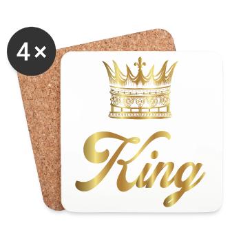 Couronne de couronnes King Queen JGA Wedding Bride Bräu - Dessous de verre (lot de 4) - blanc - Devant