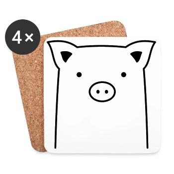 Piggy Pig Piglet Gift - Coasters (set of 4) - white - Front