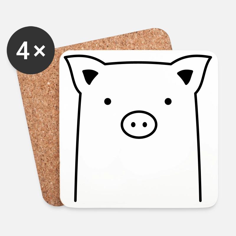 Schweinchen Schwein Ferkel Geschenk - Untersetzer (4er-Set) - Weiß