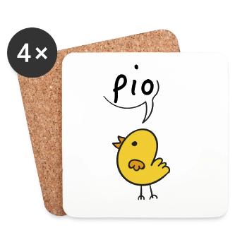 Beep! Cute Chick Cartoon Design - Coasters (set of 4) - white - Front