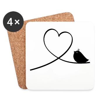 bird - Coasters (set of 4) - white - Front