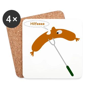 bratwurst grilling help - Coasters (set of 4) - white - Front