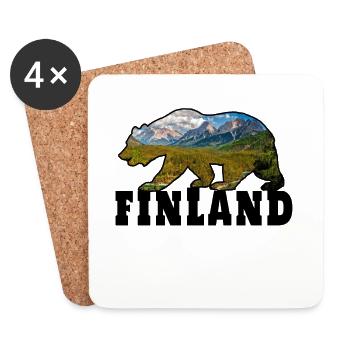 Finnland Bär mit Landschaft Geschenk Skandinavien - Untersetzer (4er-Set) - Weiß - Vorne