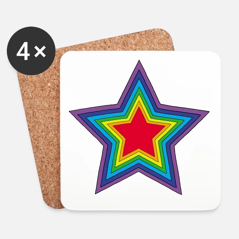 Regenbogenstern - Untersetzer (4er-Set) - Weiß