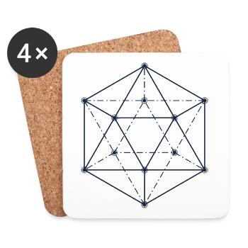 Blue Abstract Geometric Design - Coasters (set of 4) - white - Front