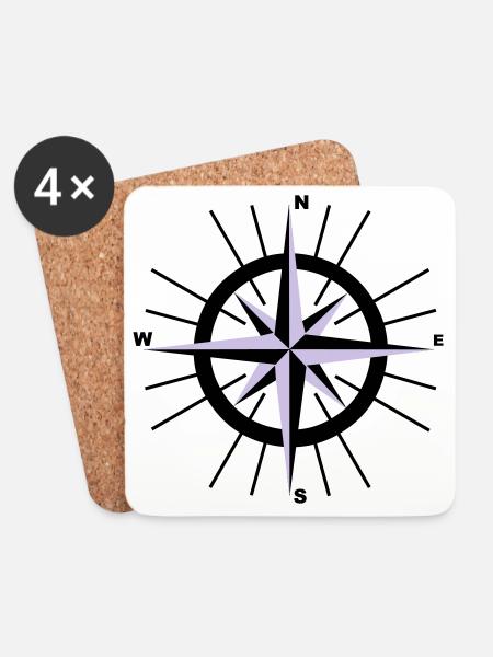 Nautical Compass - Coasters (set of 4) - white