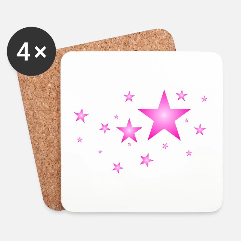 Sterne in Pink - Untersetzer (4er-Set) - Weiß