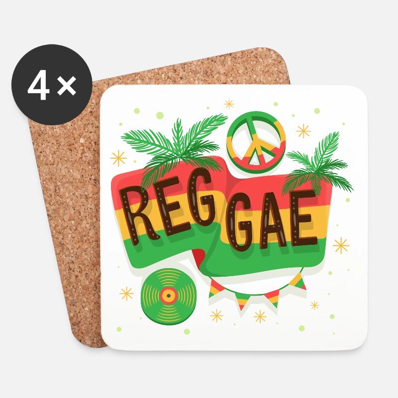 Reggae Flagge Regenbogen Vibe - Untersetzer (4er-Set) - Weiß