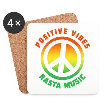 Positive Vibes Rastamusic Peace - Untersetzer (4er-Set) - Weiß - Vorne