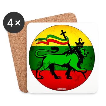 Löwe Judah Reggae Flagge - Untersetzer (4er-Set) - Weiß - Vorne