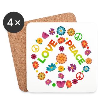 Blumenkreis Liebe Frieden - Untersetzer (4er-Set) - Weiß - Vorne