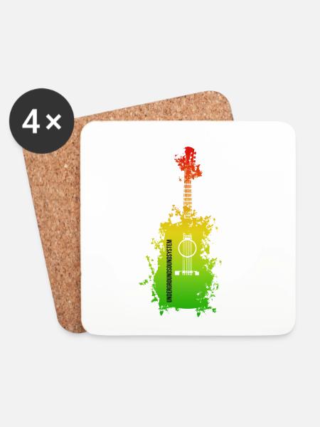 Rainbow Splatter Guitar - Coasters (set of 4) - white
