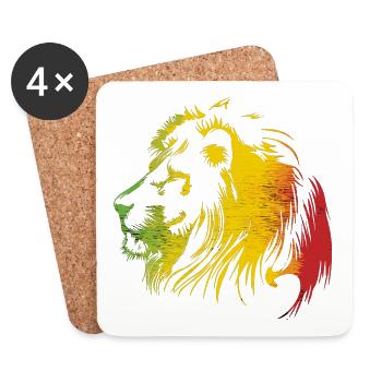 Lion in Rastafarian color cut - Coasters (set of 4) - white - Front