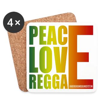 Peace Love Reggae Gradient - Untersetzer (4er-Set) - Weiß - Vorne