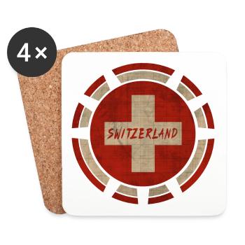 Schweiz Kreis / Geschenk Switzerland Flagge - Untersetzer (4er-Set) - Weiß - Vorne