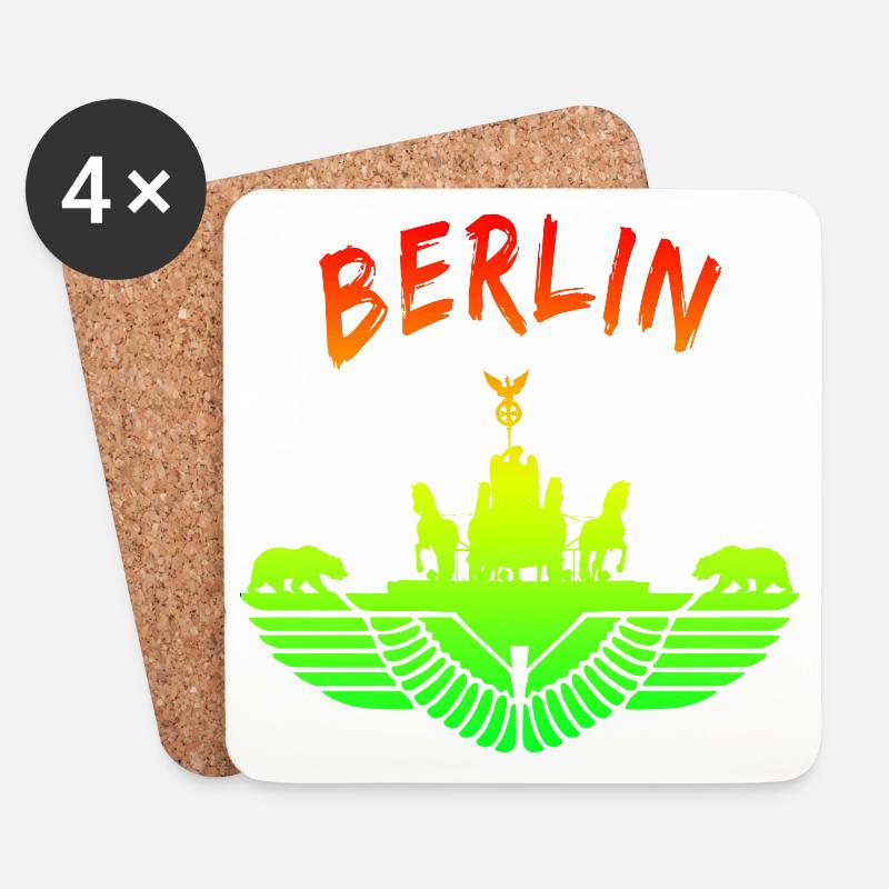 Berlin Design / Berliner Bär Brandenburger Tor - Untersetzer (4er-Set) - Weiß