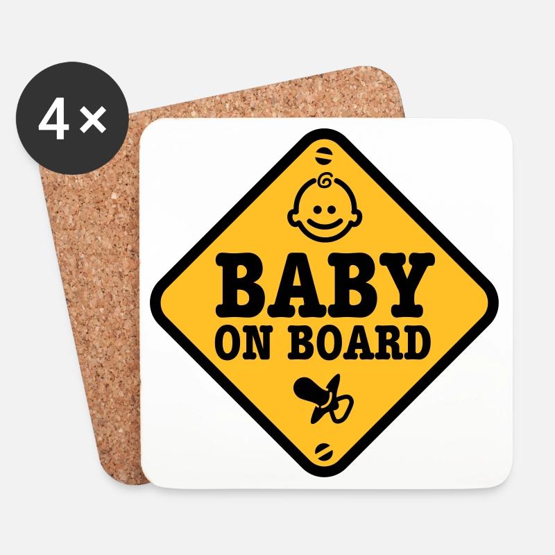 baby on board - Untersetzer (4er-Set) - Weiß