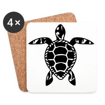 A sea turtle - Coasters (set of 4) - white - Front
