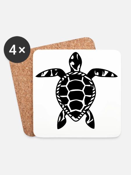 A sea turtle - Coasters (set of 4) - white