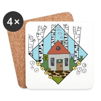 Birkenhaus.png - Untersetzer (4er-Set) - Weiß - Vorne