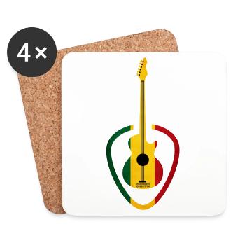 Gitarre im Rastafari-Ton - Untersetzer (4er-Set) - Weiß - Vorne