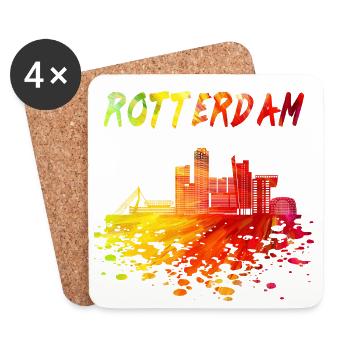 Rotterdam Skyline / Cadeau ville Pays-Bas - Dessous de verre (lot de 4) - blanc - Devant