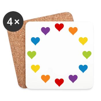 LGBT Gay Pride Heart Drapeau arc en ciel Europe Drapeau UE - Dessous de verre (lot de 4) - blanc - Devant