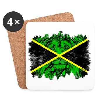 Neon Jamaika Dschungelflagge - Untersetzer (4er-Set) - Weiß - Vorne