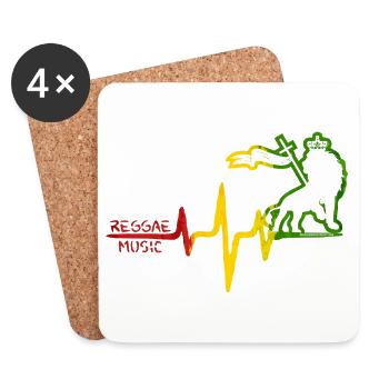 Reggae Lion Rhythm Icon - Coasters (set of 4) - white - Front