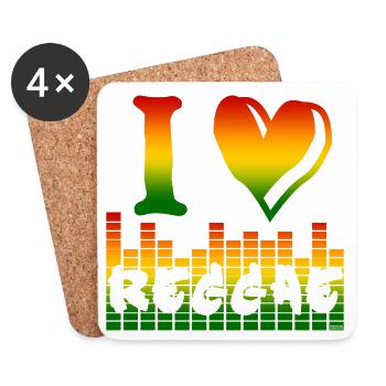 I Love Reggae Regenbogen - Untersetzer (4er-Set) - Weiß - Vorne