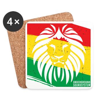 Lion de style rasta - Dessous de verre (lot de 4) - blanc - Devant