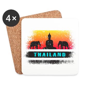 Thailand / Buddha / Elefanten / Geschenk / Siam - Untersetzer (4er-Set) - Weiß - Vorne