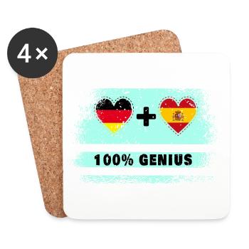 Allemagne et Espagne 100 % génial / cadeau - Dessous de verre (lot de 4) - blanc - Devant