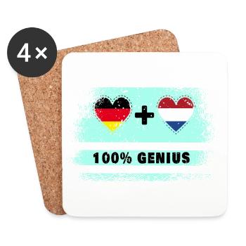 Allemagne et Pays-Bas 100 % génial / cadeau - Dessous de verre (lot de 4) - blanc - Devant