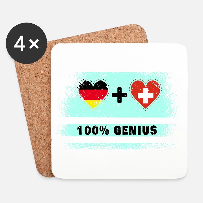 Deutschland und Schweiz 100% genial / Geschenk - Untersetzer (4er-Set) - Weiß