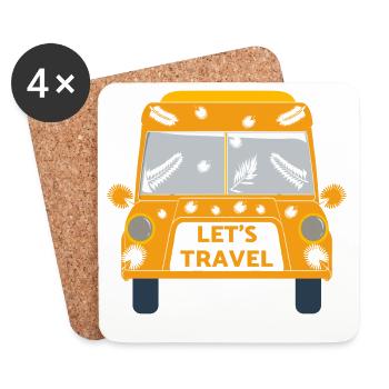 Voyage voyage vacances tour du monde liberté backpacker - Dessous de verre (lot de 4) - blanc - Devant