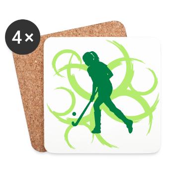 Hockeygirl - Dessous de verre (lot de 4) - blanc - Devant