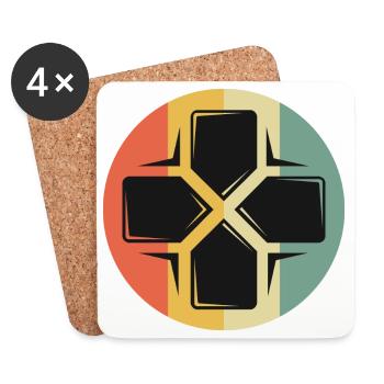 retro gaming Steuerkreuz gamer vintage Symbol icon - Untersetzer (4er-Set) - Weiß - Vorne