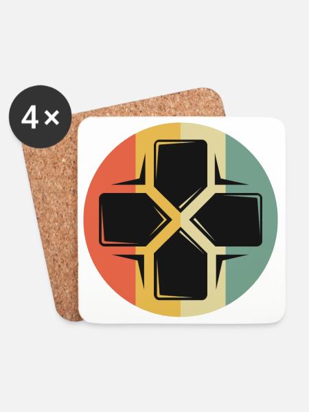 retro gaming Steuerkreuz gamer vintage Symbol icon - Untersetzer (4er-Set) - Weiß